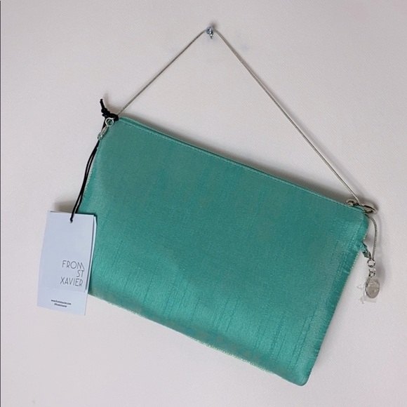 From St. Xavier Wish You Were Here green sequin clutch bag NWT - Picture 4 of 9